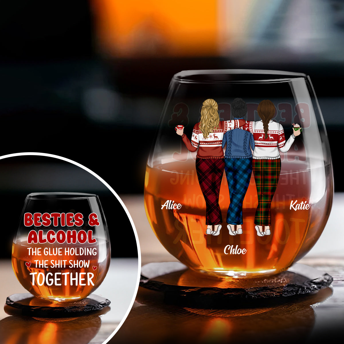 Crazy Night Besties - Personalized Custom Wine Glass