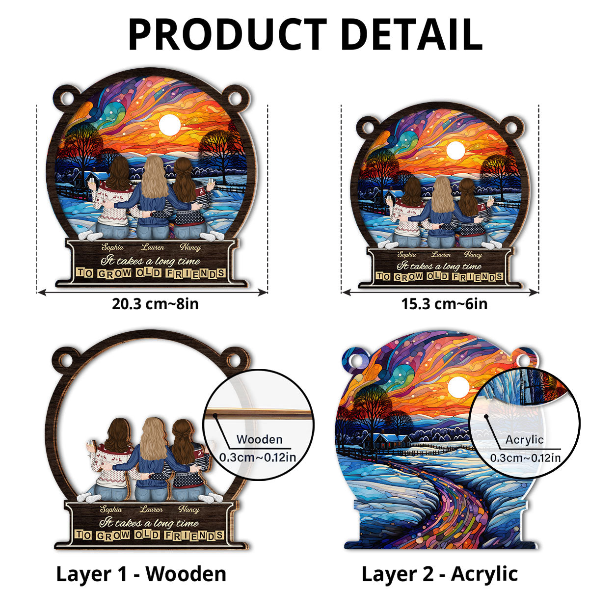 It Takes A Long Time To Grow An Old Friend Christmas - Personalized Custom Suncatcher