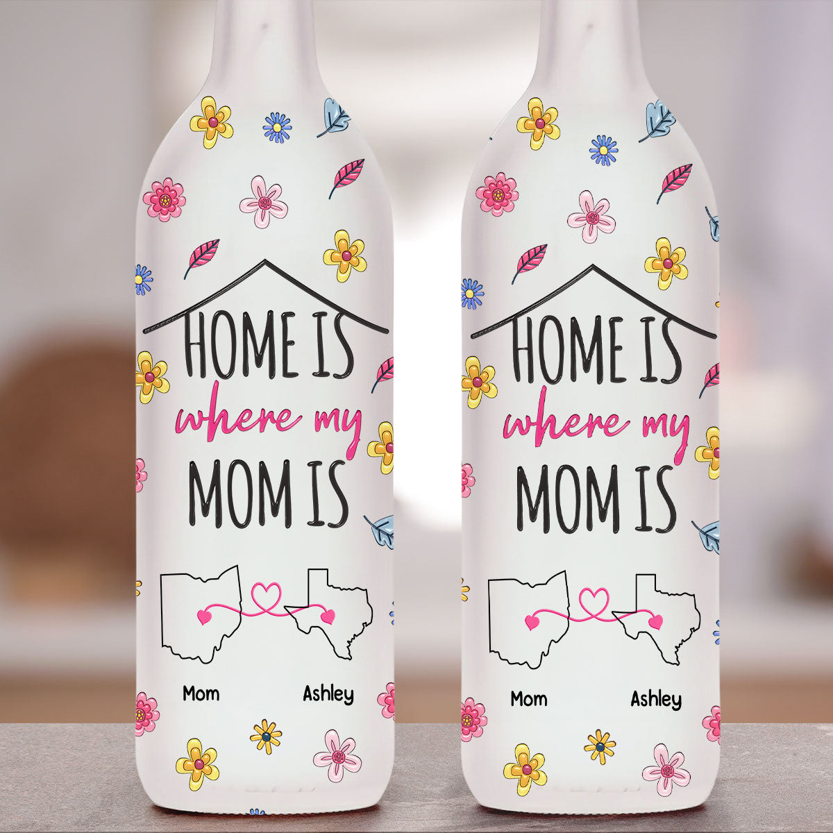 Home Is Where My Mom Is - Personalized Custom 3D Inflated Effect Bottle Lamp