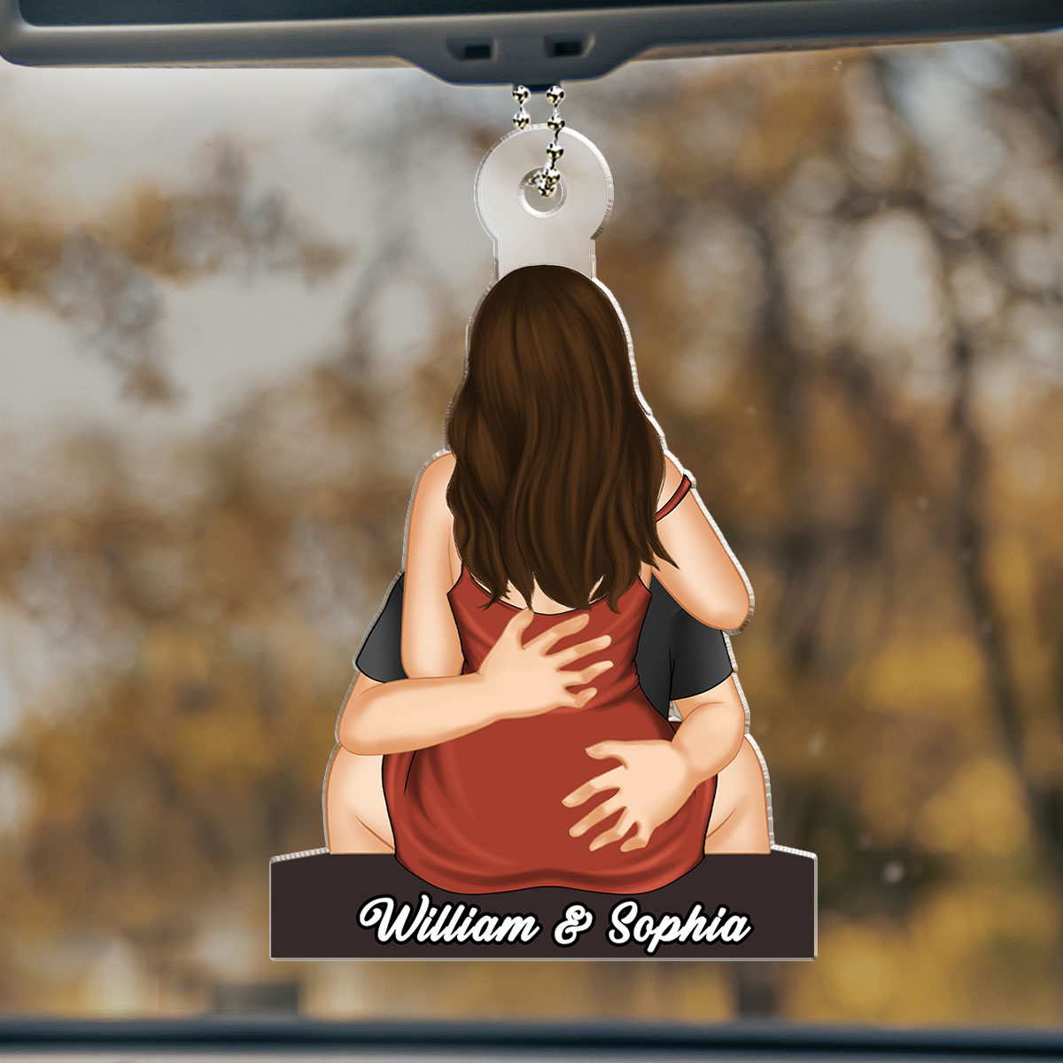 Couple Kissing - Personalized Custom Car Ornament