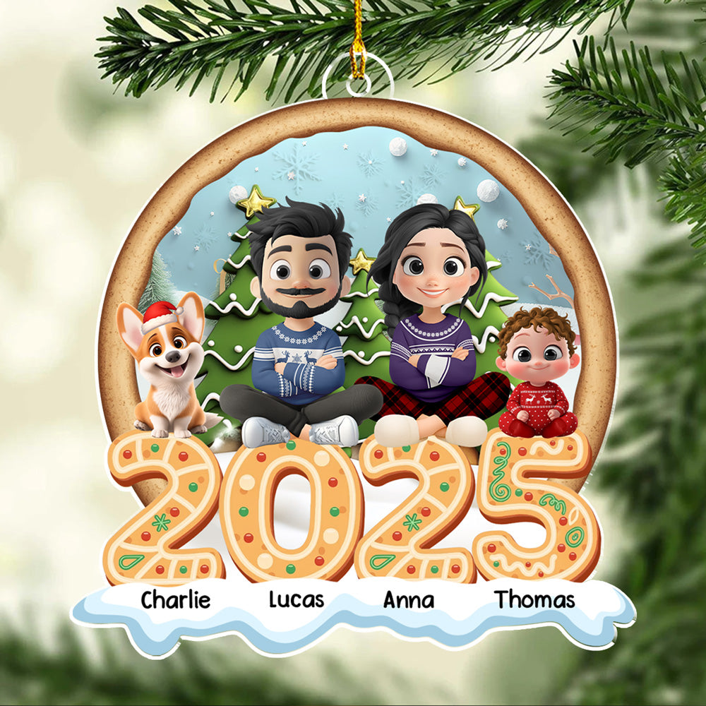 Cozy Christmas Family 2025 - Personalized Custom Acrylic Ornament