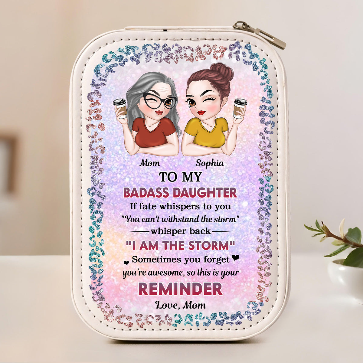 My Brave Granddaughter - Personalized Custom Jewelry Box With LED Mirror