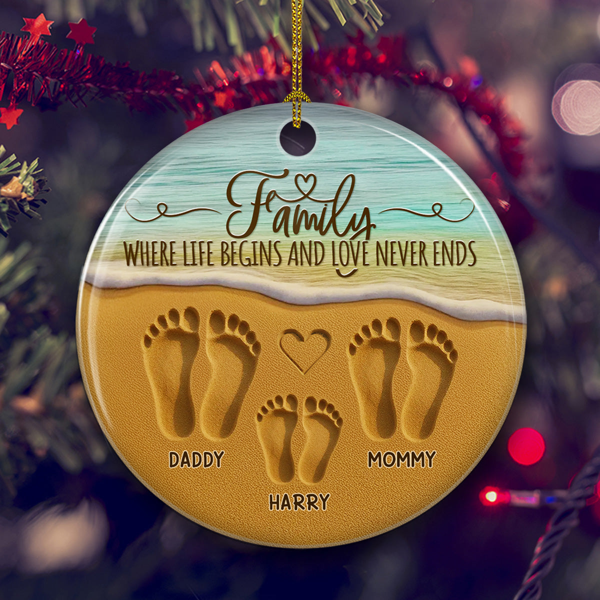 Where Love Never Ends - Personalized Custom Ceramic Ornament