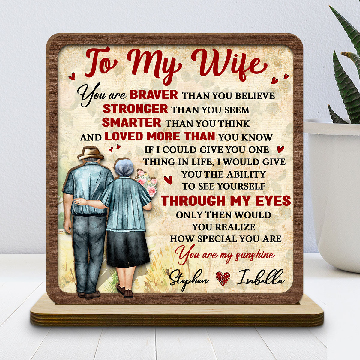 My Sunshine - Personalized Custom 2-Layer Wood Plaque With Flat Base