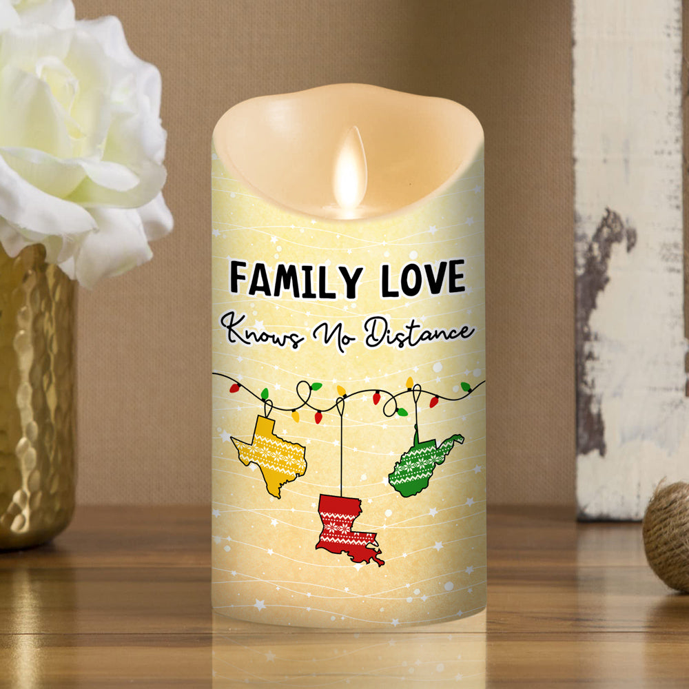Family Love Knows No Distance - Personalized Custom LED Candle