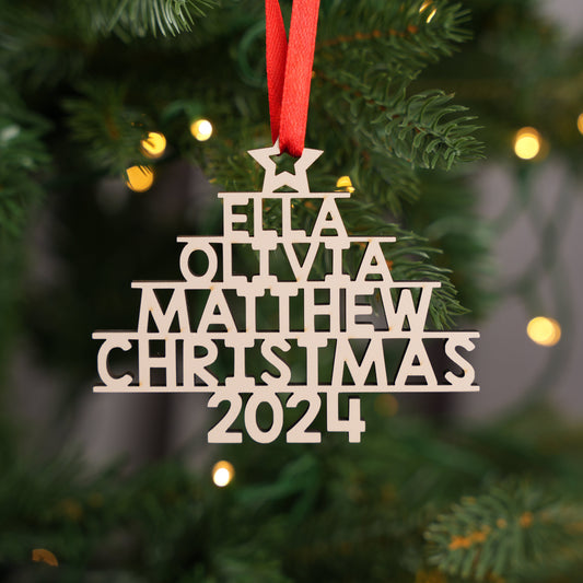 Family Name 2024 - Personalized Custom 1-layered Wood Ornament