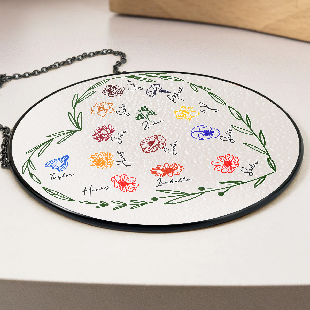 Family Flowers - Personalized Custom Window Hanging Suncatcher