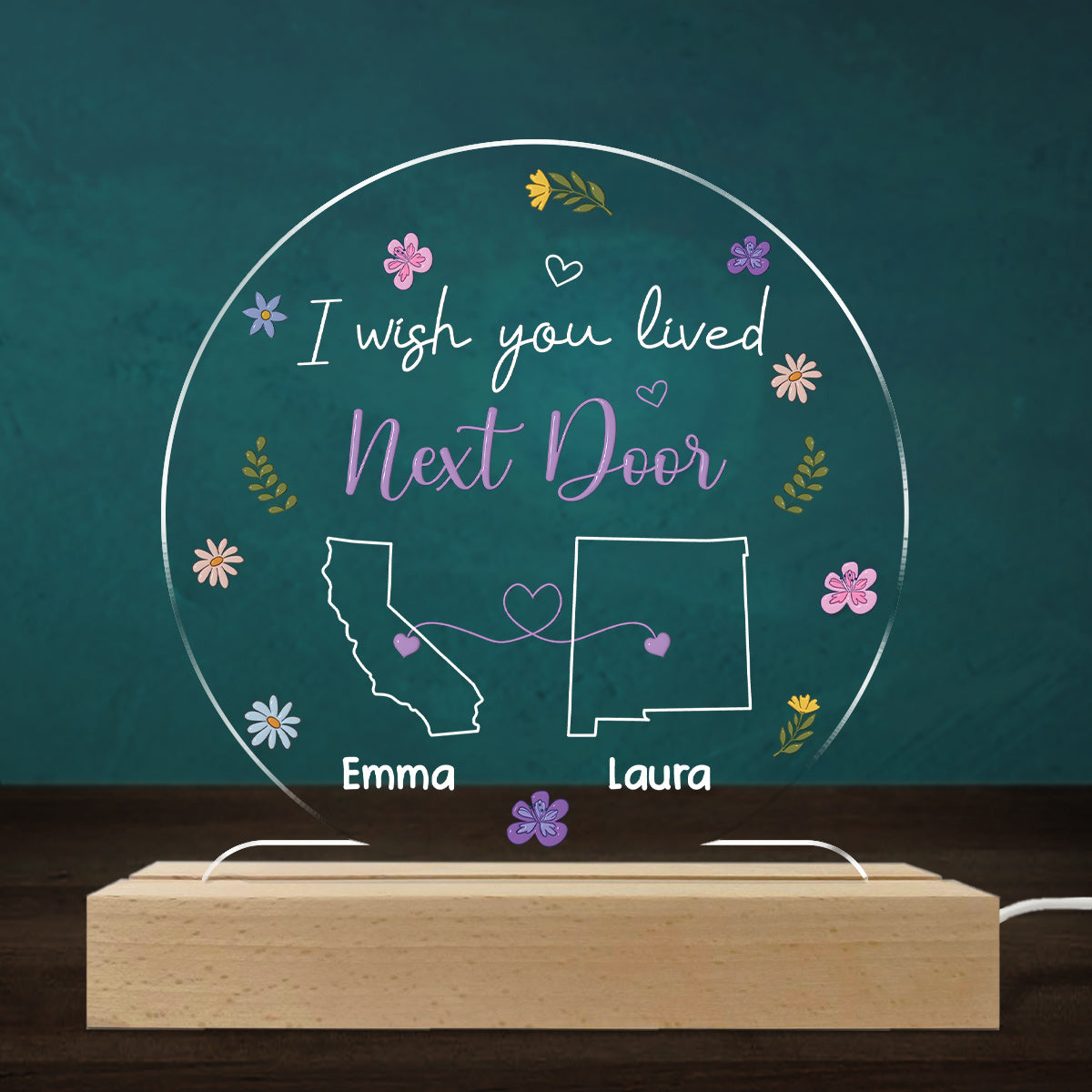 I Wish We Lived Closer - Personalized Custom LED Light