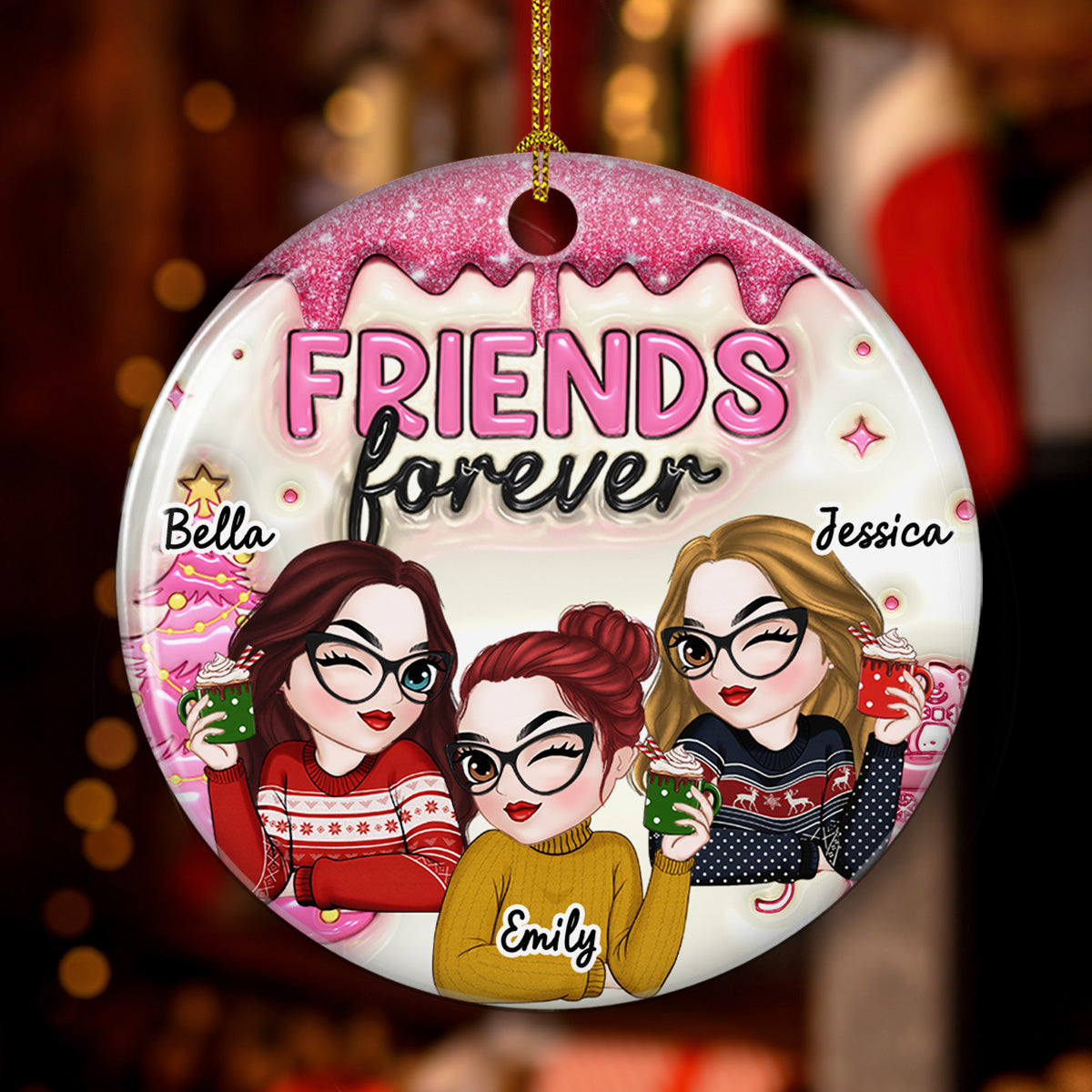 Always Besties - Personalized Custom 3D Inflated Effect Ceramic Ornament