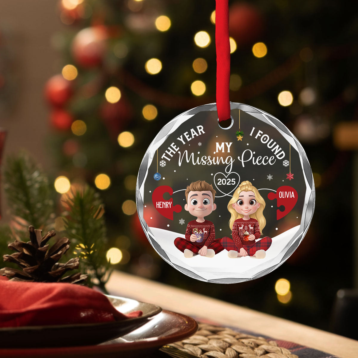Missing Piece Was Found - Personalized Custom Glass Ornament