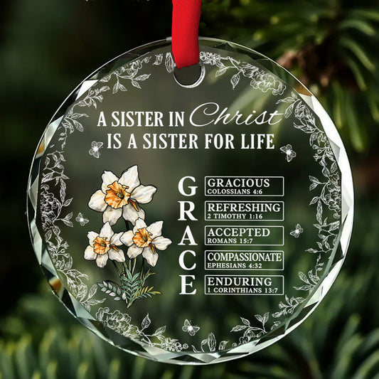 Sisterhood Rooted Deep In Faith - Personalized Custom Glass Ornament