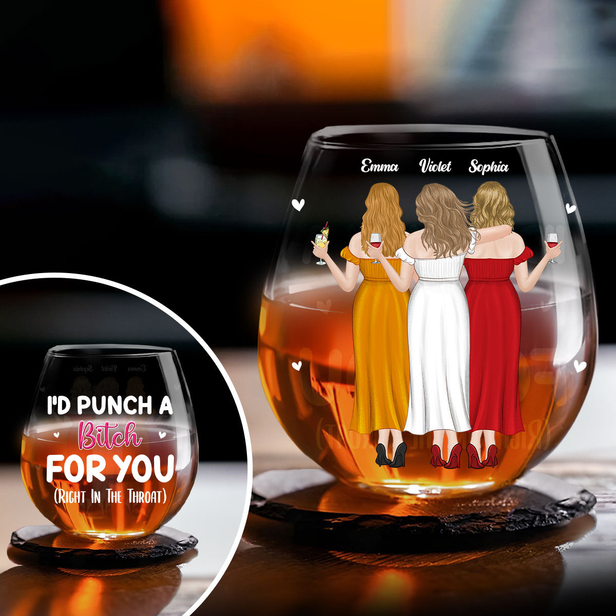Right In The Throat - Personalized Custom Wine Glass