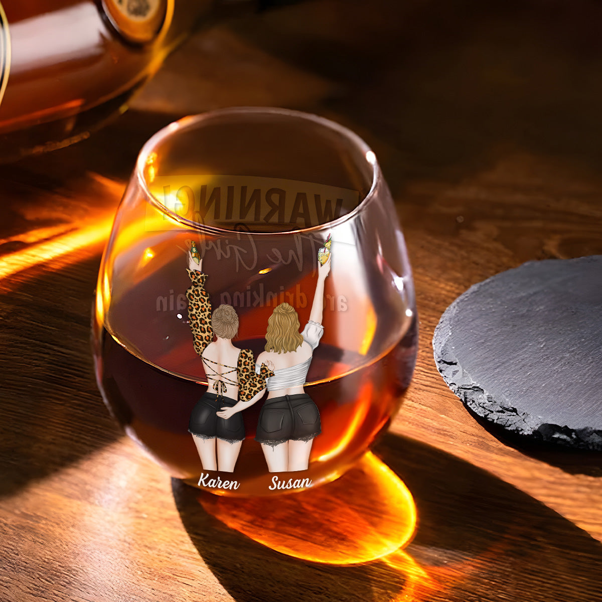Warning The Girl - Personalized Custom Wine Glass
