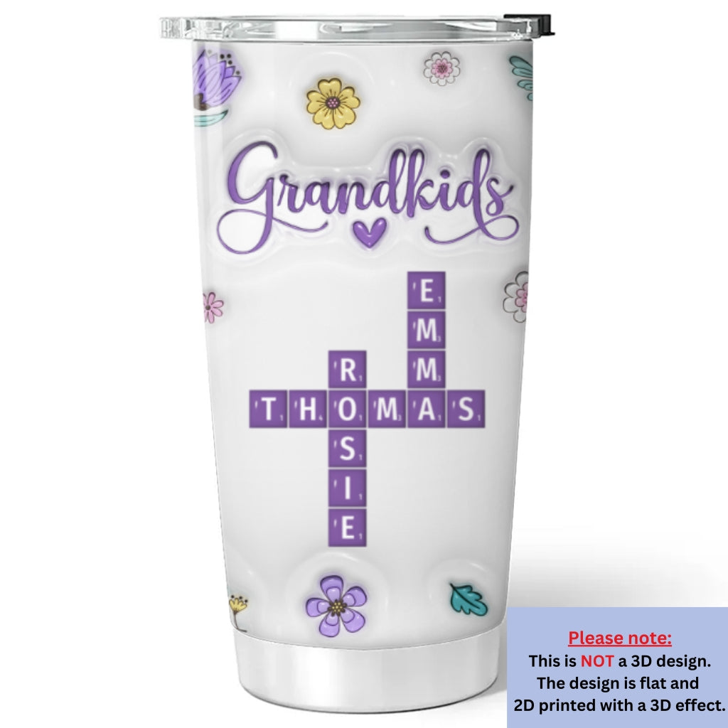 Love My Grandkids Crossword Floral Version - Personalized Custom 3D Inflated Effect Tumbler
