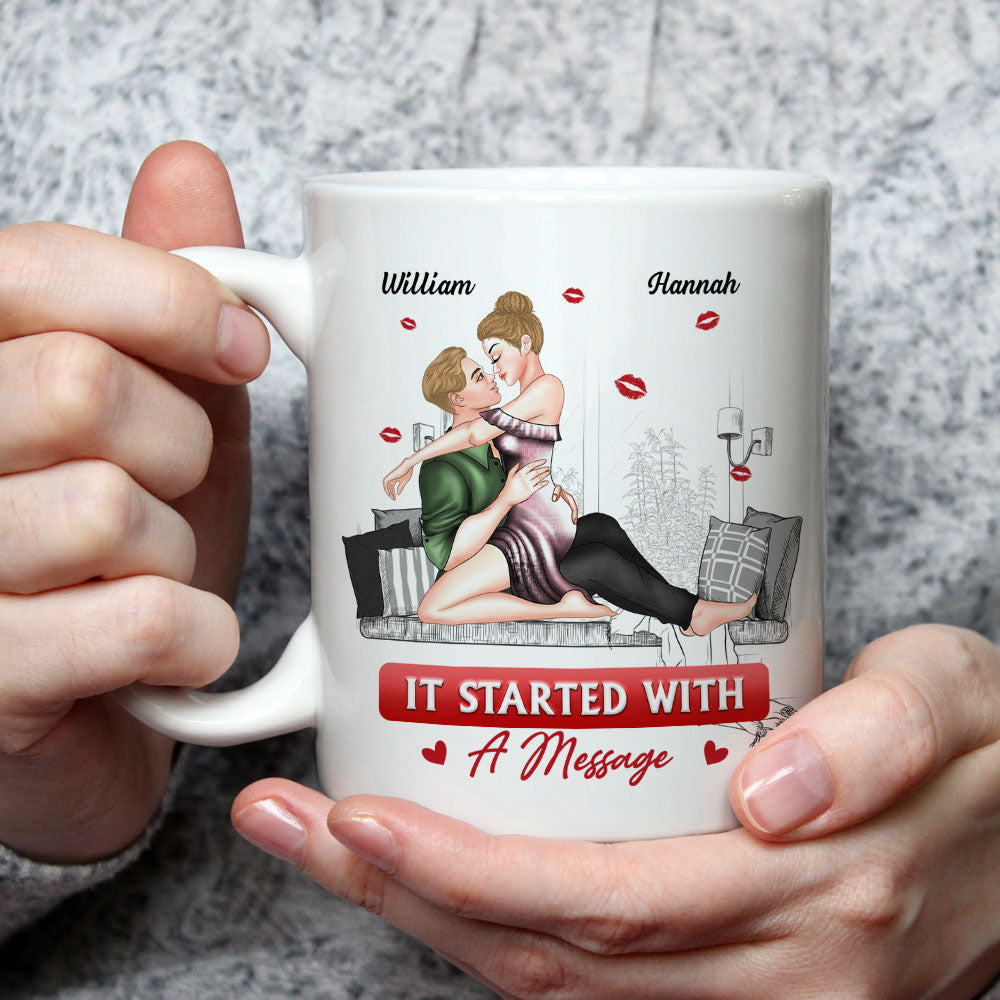 It Started With A Message Couple Gift - Personalized Custom Coffee Mug