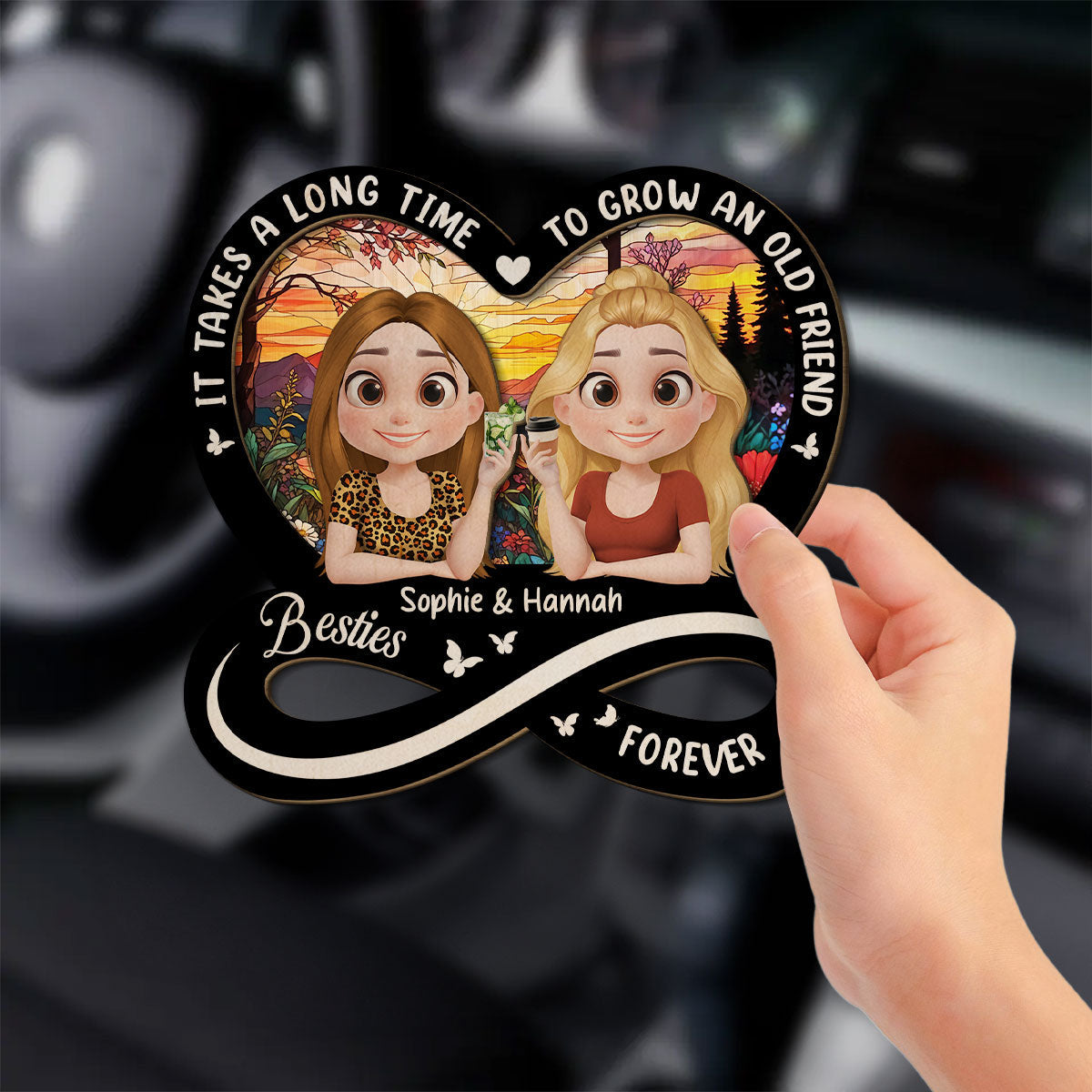 It Takes A Long Time Cartoonize - Personalized Custom Car Visor Clip