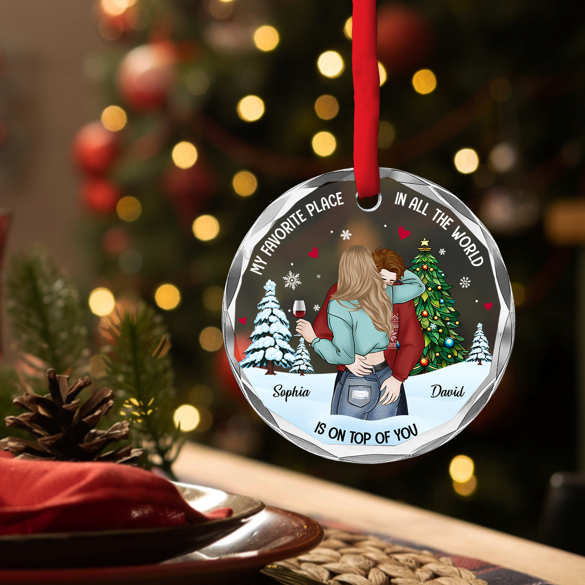 My Favorite Place - Personalized Custom Glass Ornament