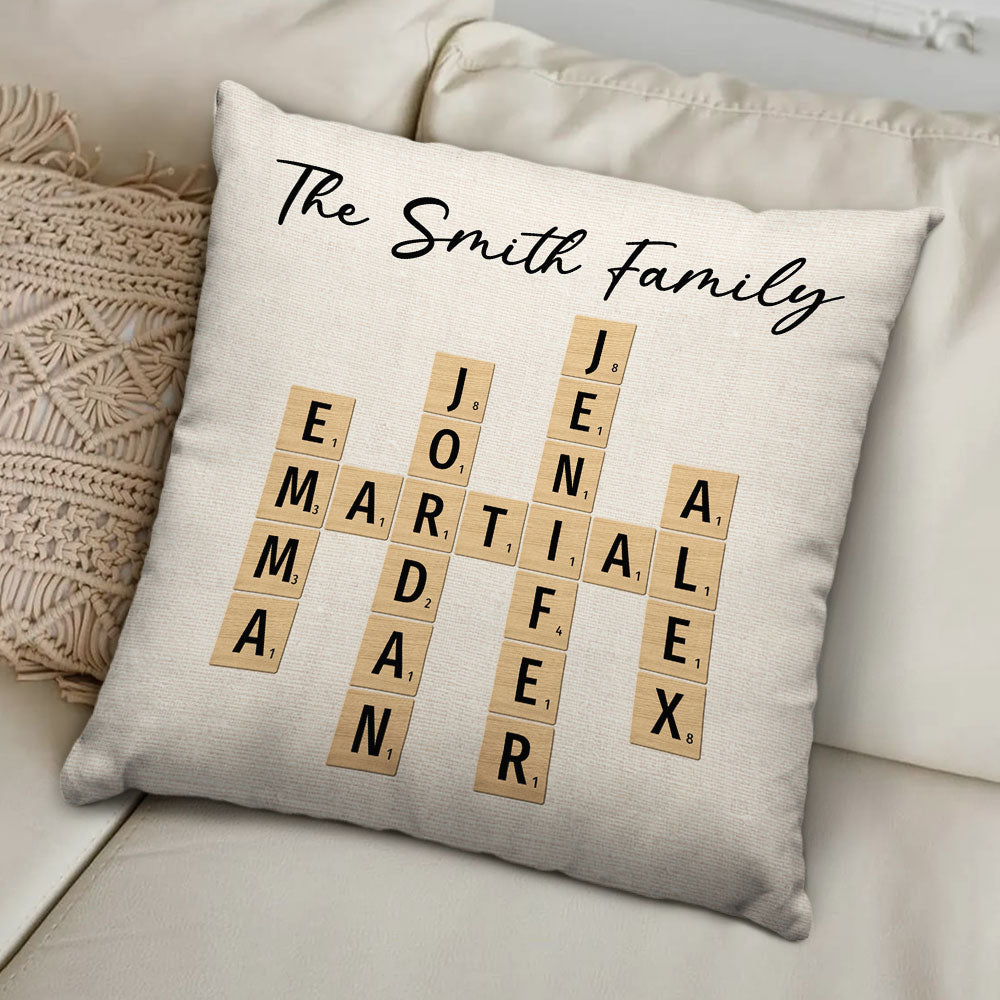 Custom Family Name Crossword - Personalized Custom Throw Pillow