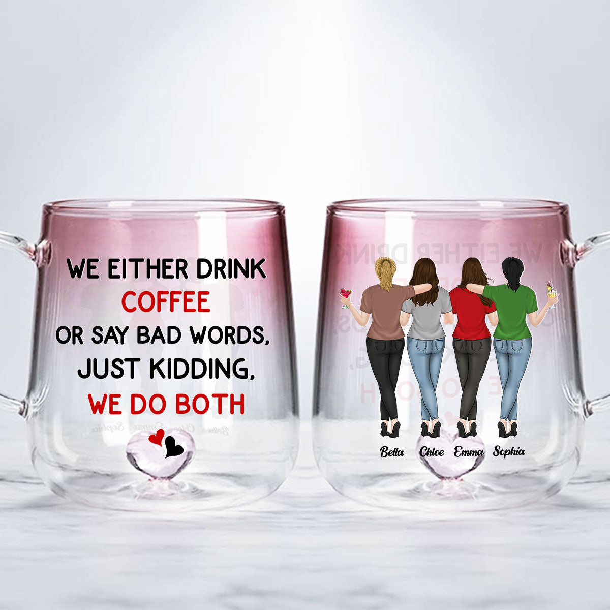 Life Is Better With Coffee - Personalized Custom Pink Gradient Glass Mug