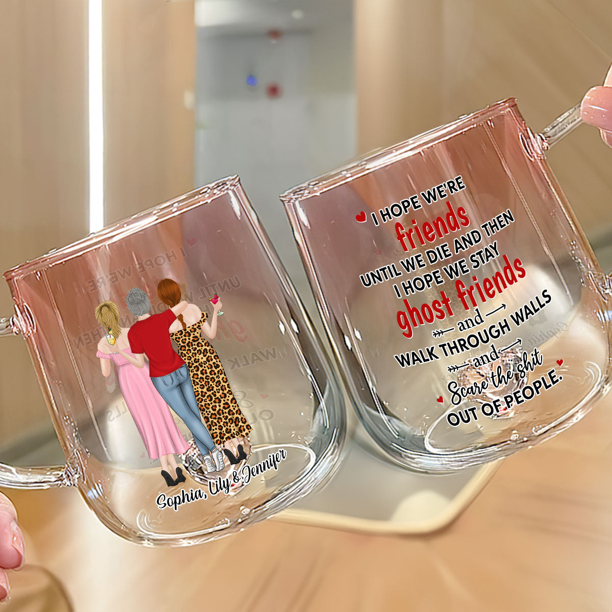 We Are Friends Until We Die - Personalized Custom Pink Gradient Glass Mug
