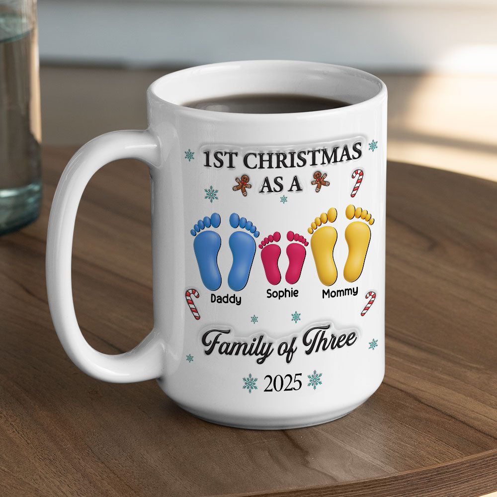 Our First Christmas - Personalized Custom 3D Effect Coffee Mug