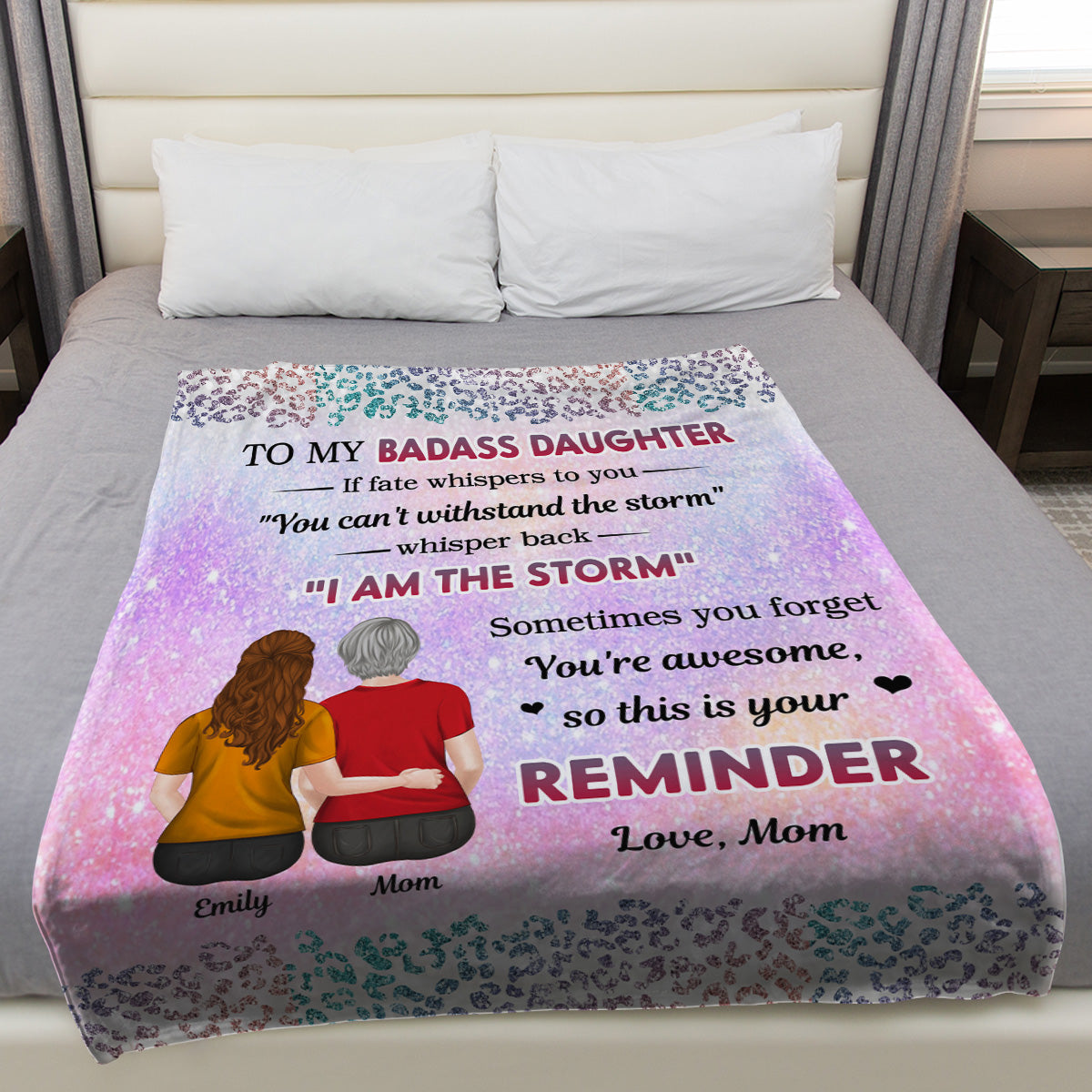 From Mom To Badass Daughter - Personalized Custom Fleece Blanket