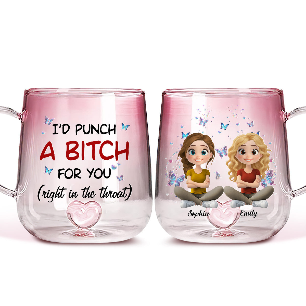 Real Talk Best Friend - Personalized Custom Pink Gradient Glass Mug