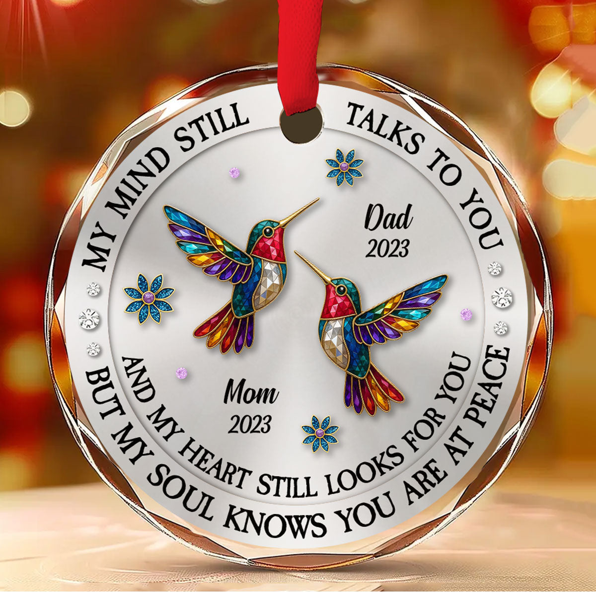 My Mind My Heart My Soul Memorial - Personalized Custom Glass Ornament