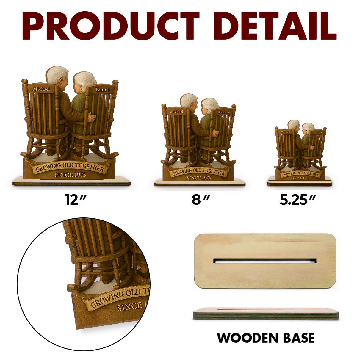 Love That Grows With Time - Personalized Custom 2-Layer Wood Plaque With Flat Base