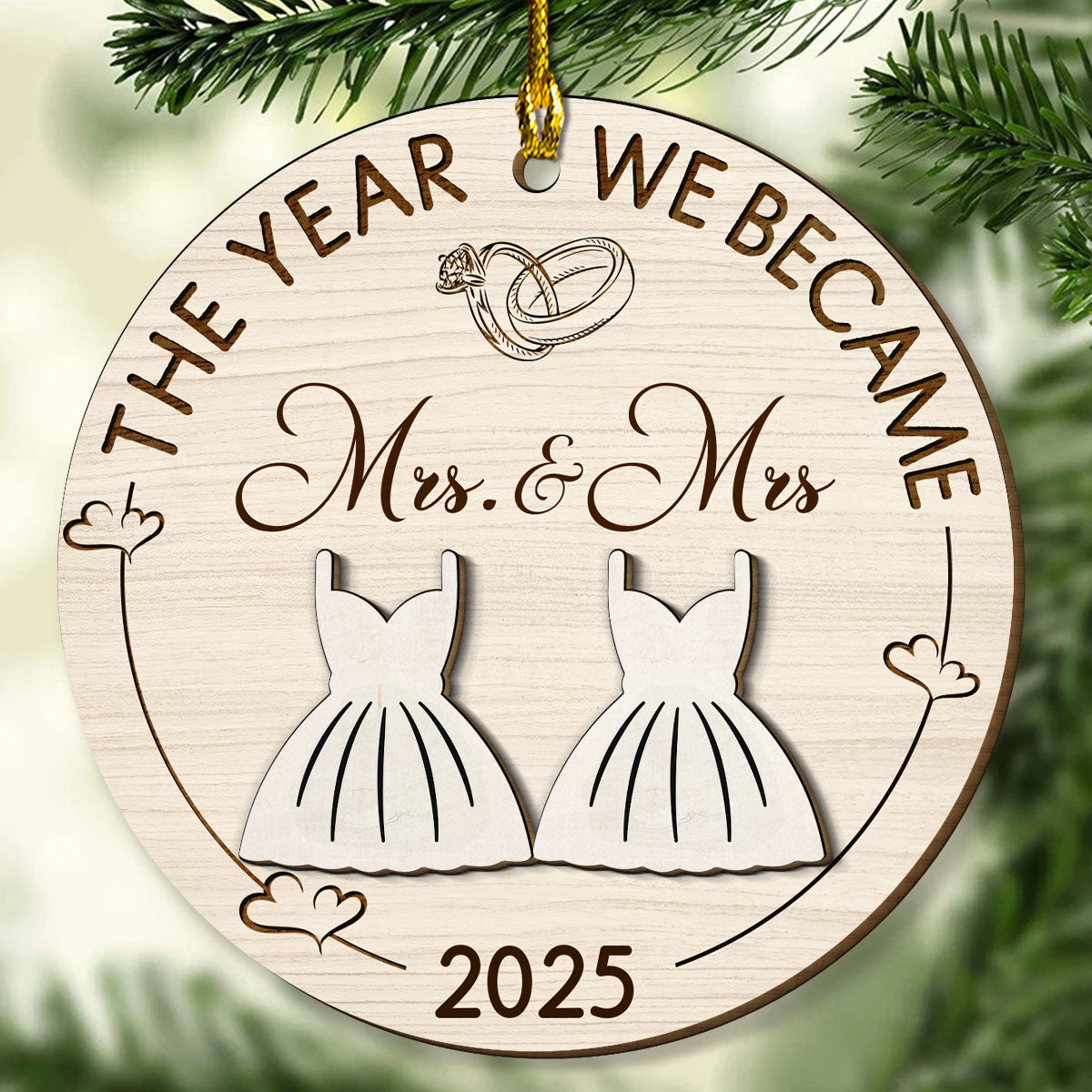 The Year Love Became Forever - Personalized Custom Freeshape 2-Layered Wood Ornament