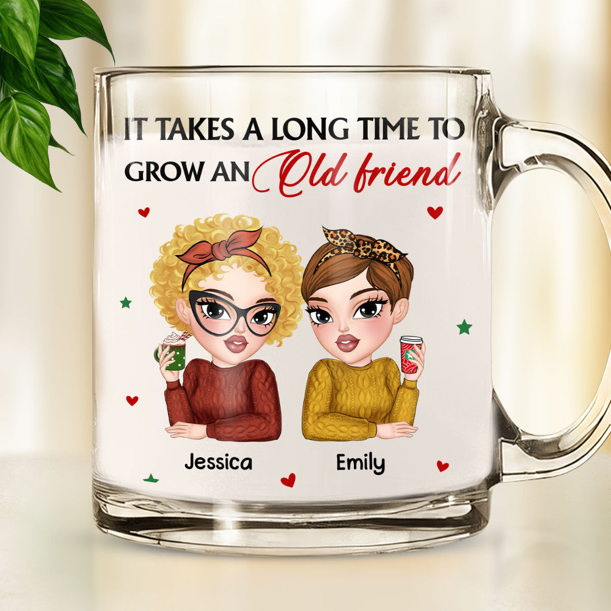 It Takes A Long Time To Grow Old Friends - Personalized Custom Glass Mug