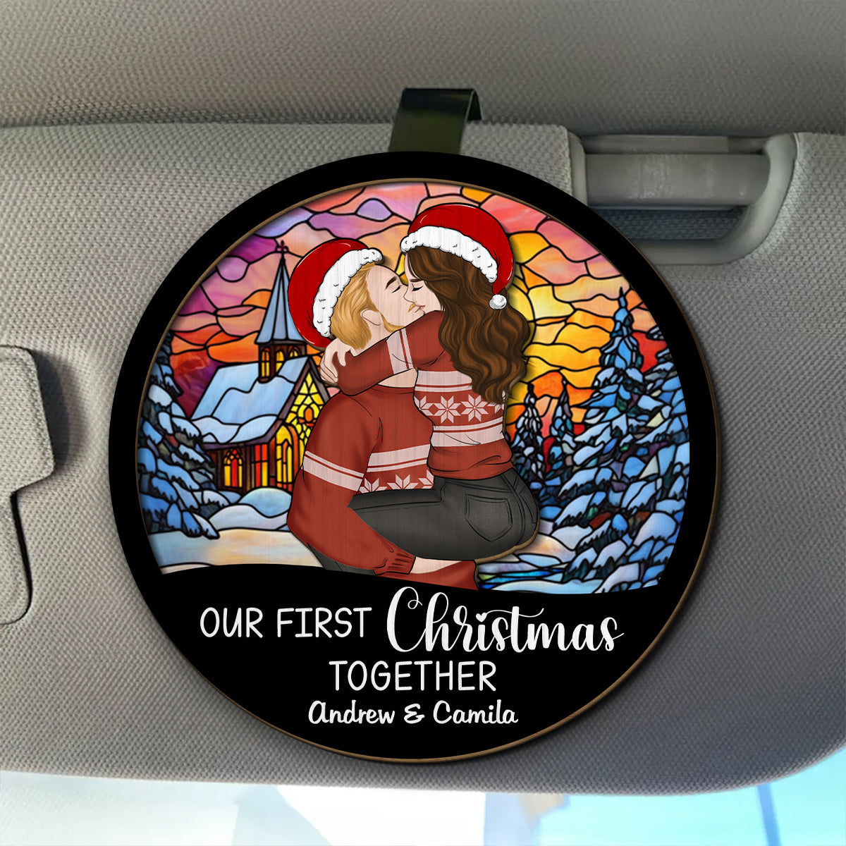Our First Christmas Together  - Personalized Custom Car Visor Clip