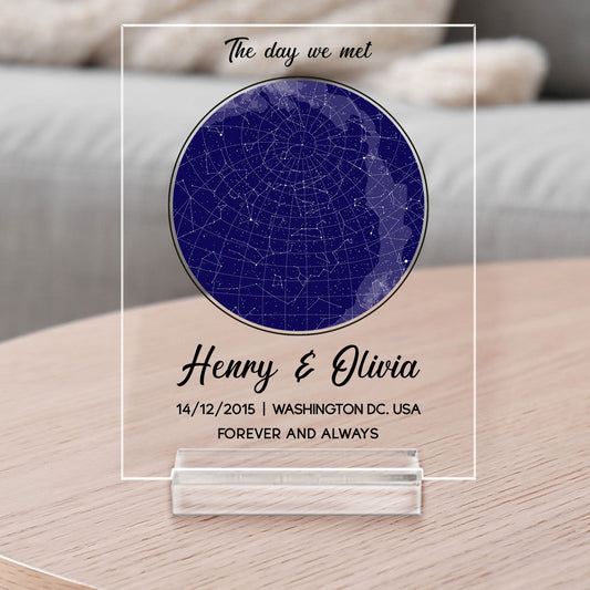 The Day I Met You -  Personalized Custom Acrylic Plaque With Base