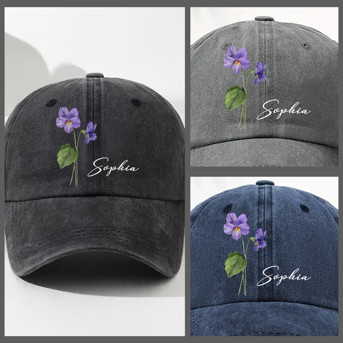 My Own Flower - Personalized Custom Vintage Washed Denim Cap