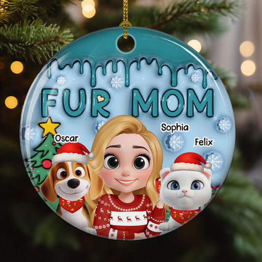 Me And Lovely Pet  - Personalized Custom 3D Inflated Effect Ceramic Ornament