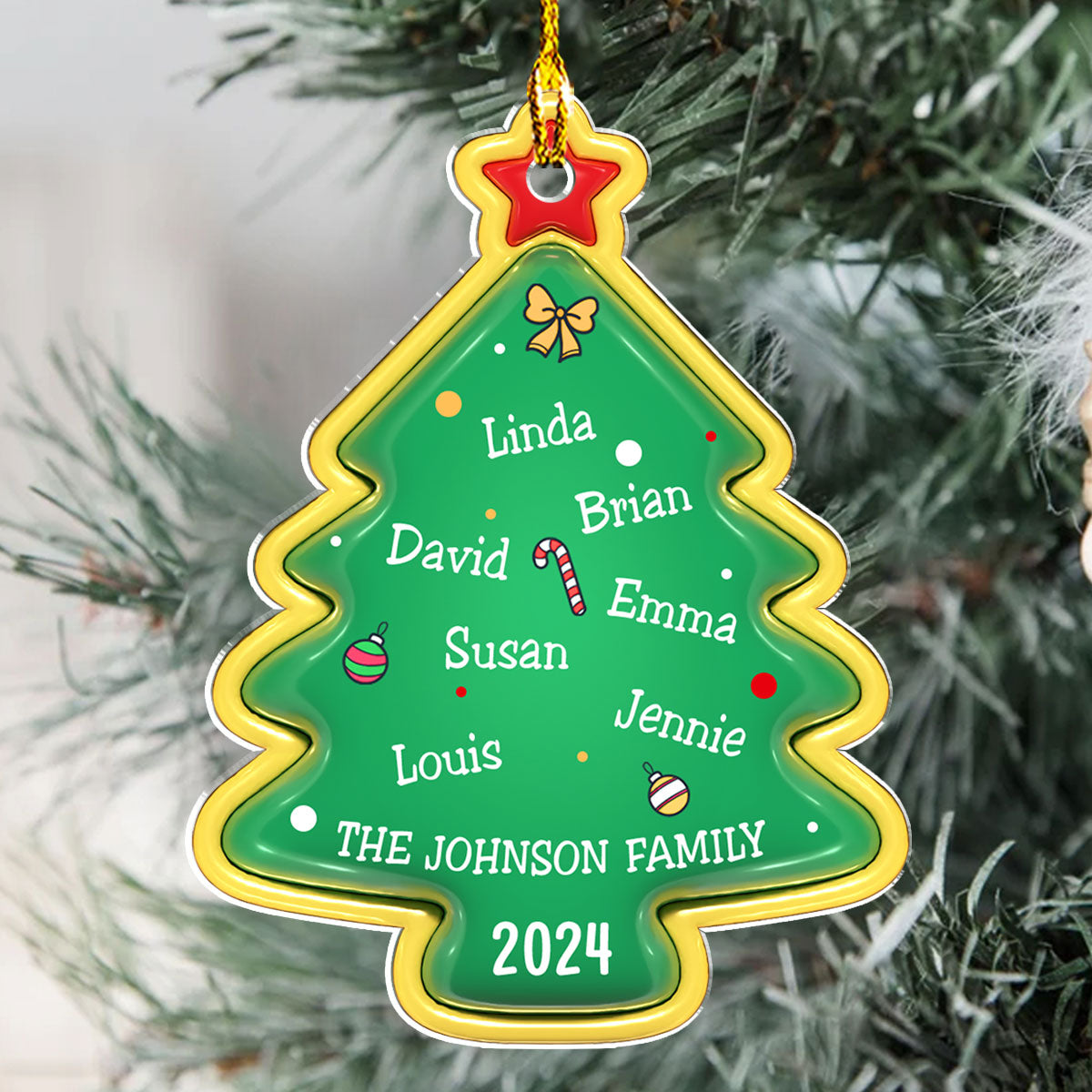 Family Christmas Tree - Personalized Custom 3D Inflated Effect Acrylic Ornament