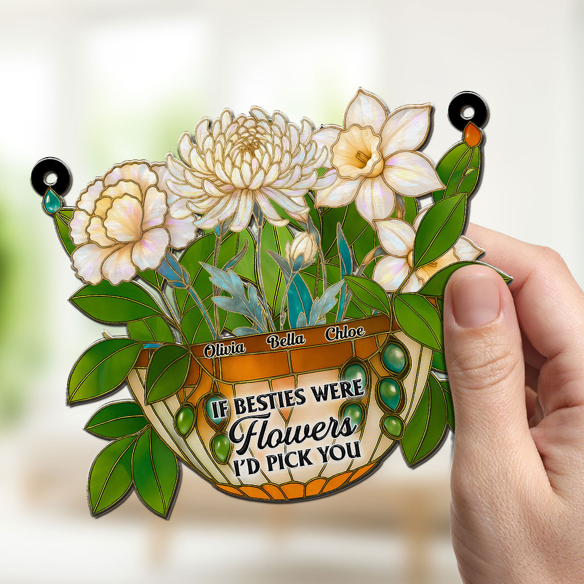 Besties Bloom Together - Personalized Custom Suncatcher