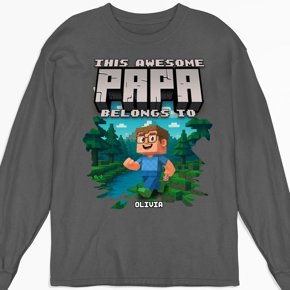 This Awesome Papa Belongs To - Personalized Custom Shirt