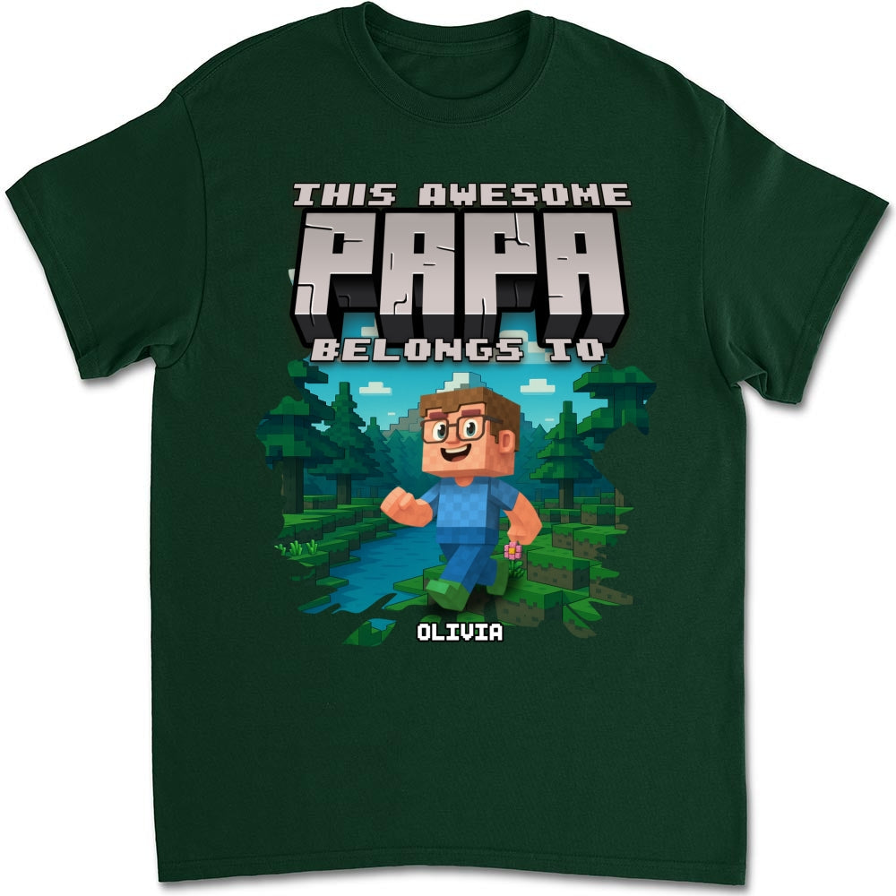 This Awesome Papa Belongs To - Personalized Custom Shirt
