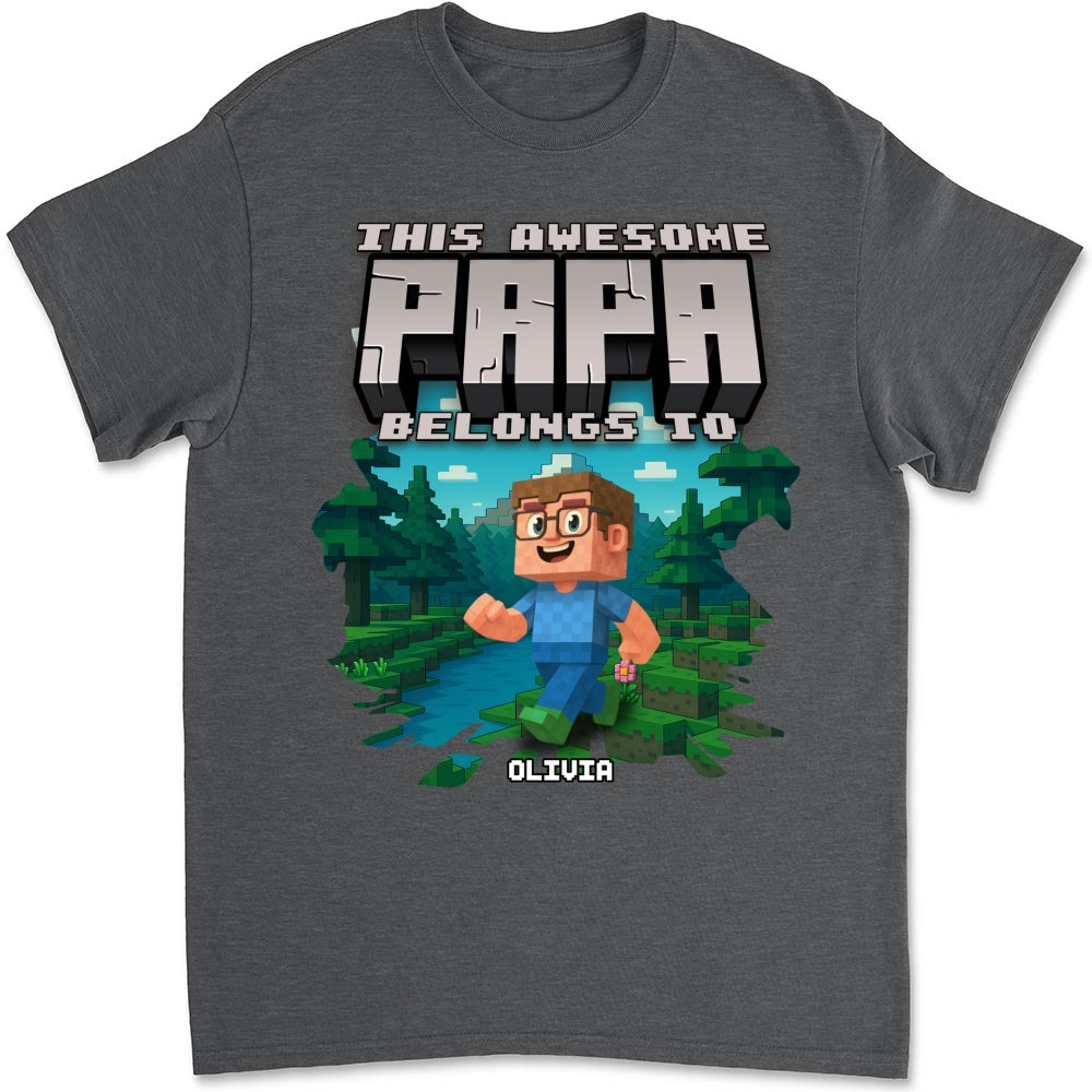 This Awesome Papa Belongs To - Personalized Custom Shirt