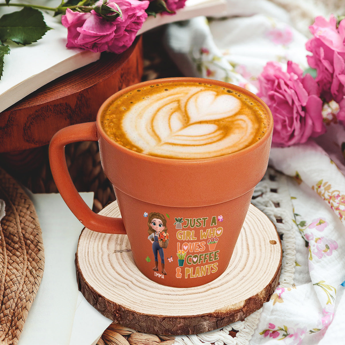Just A Girl Who Loves Coffee - Personalized Custom Plant Pot Mug