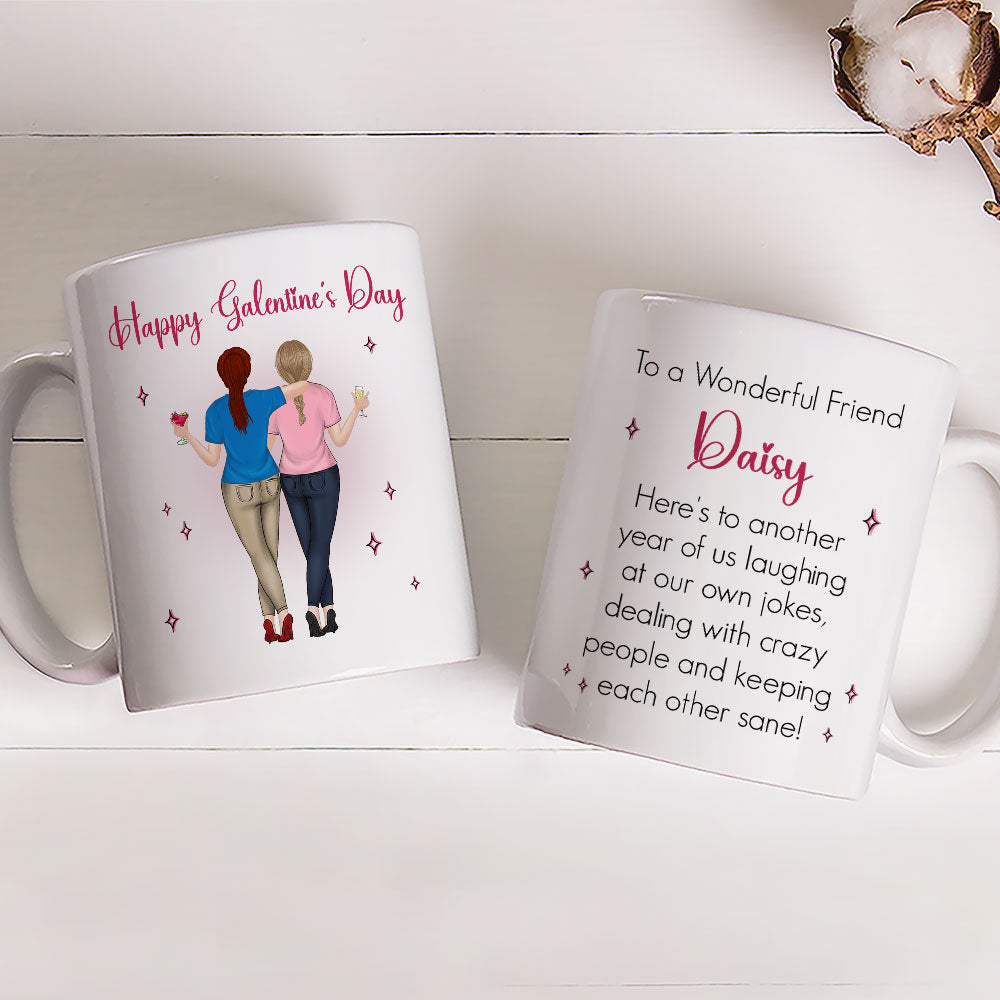 Galentines Valentines Besties - Personalized Custom Coffee Mug