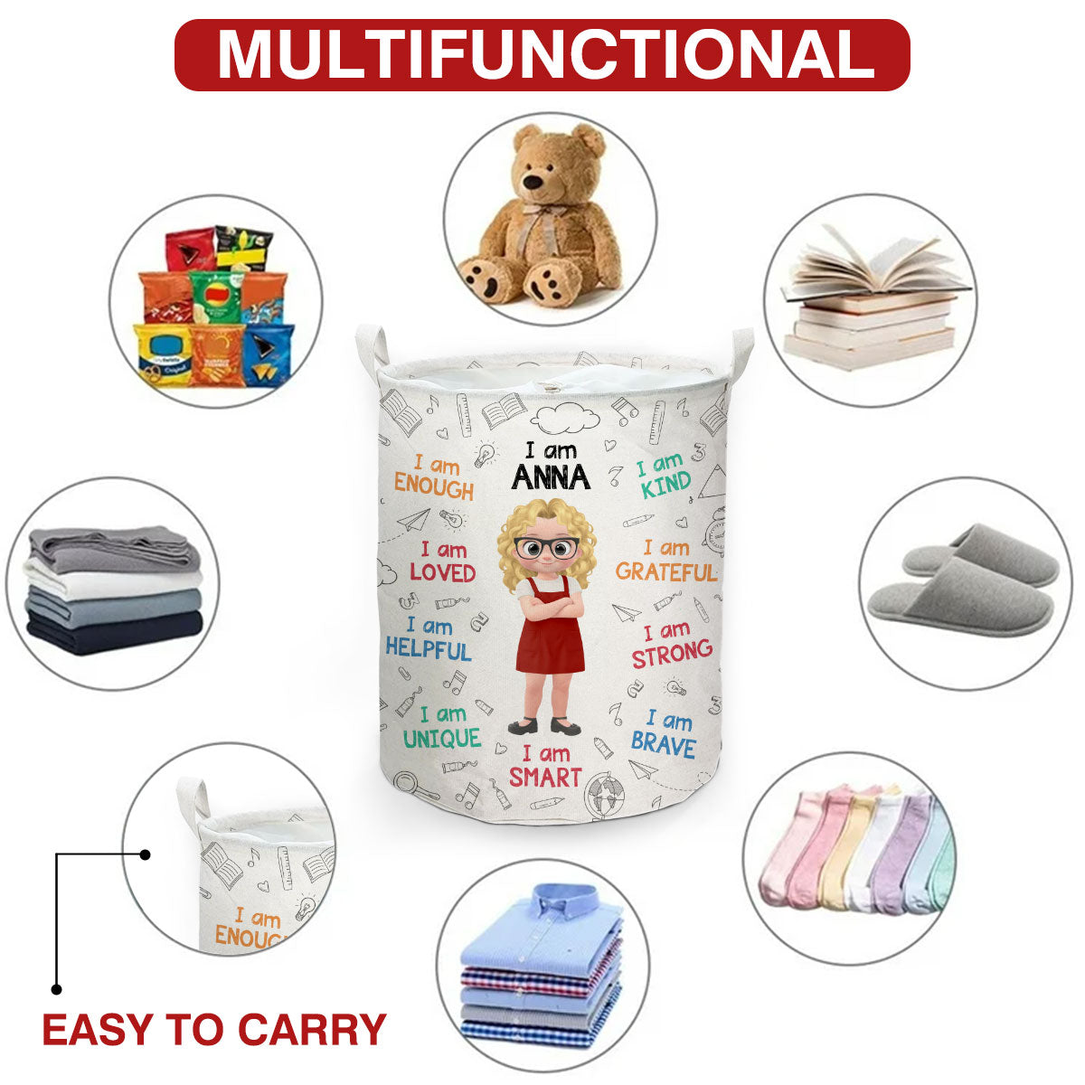 I Am Grateful - Personalized Custom Laundry Basket