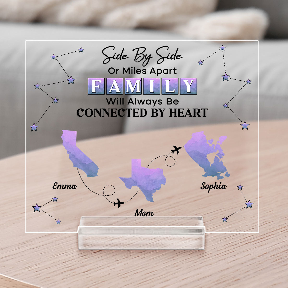 Side By Side -  Personalized Custom Acrylic Plaque With Base