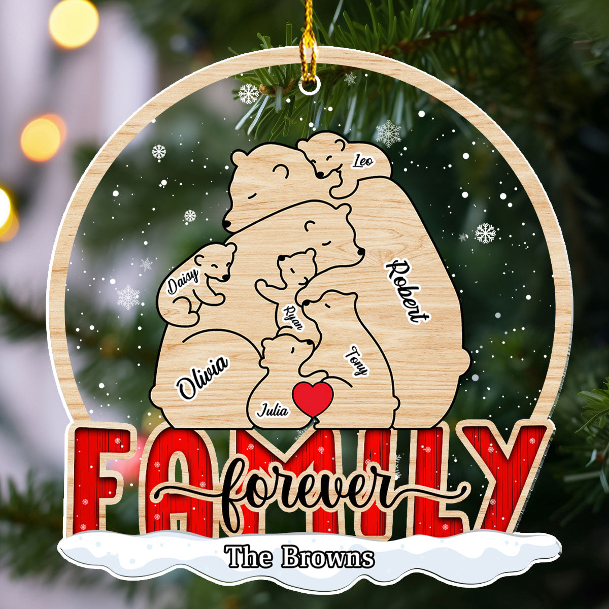 Bear Family - Personalized Custom Acrylic Ornament