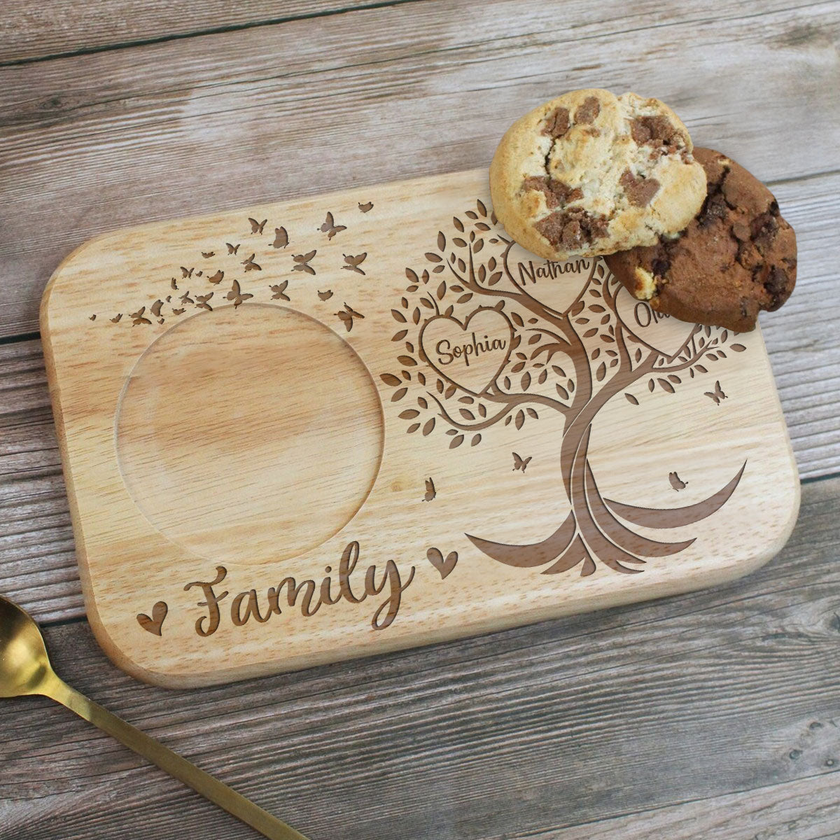 Grandma Family Tree Name - Personalized Custom Wooden Treat Board