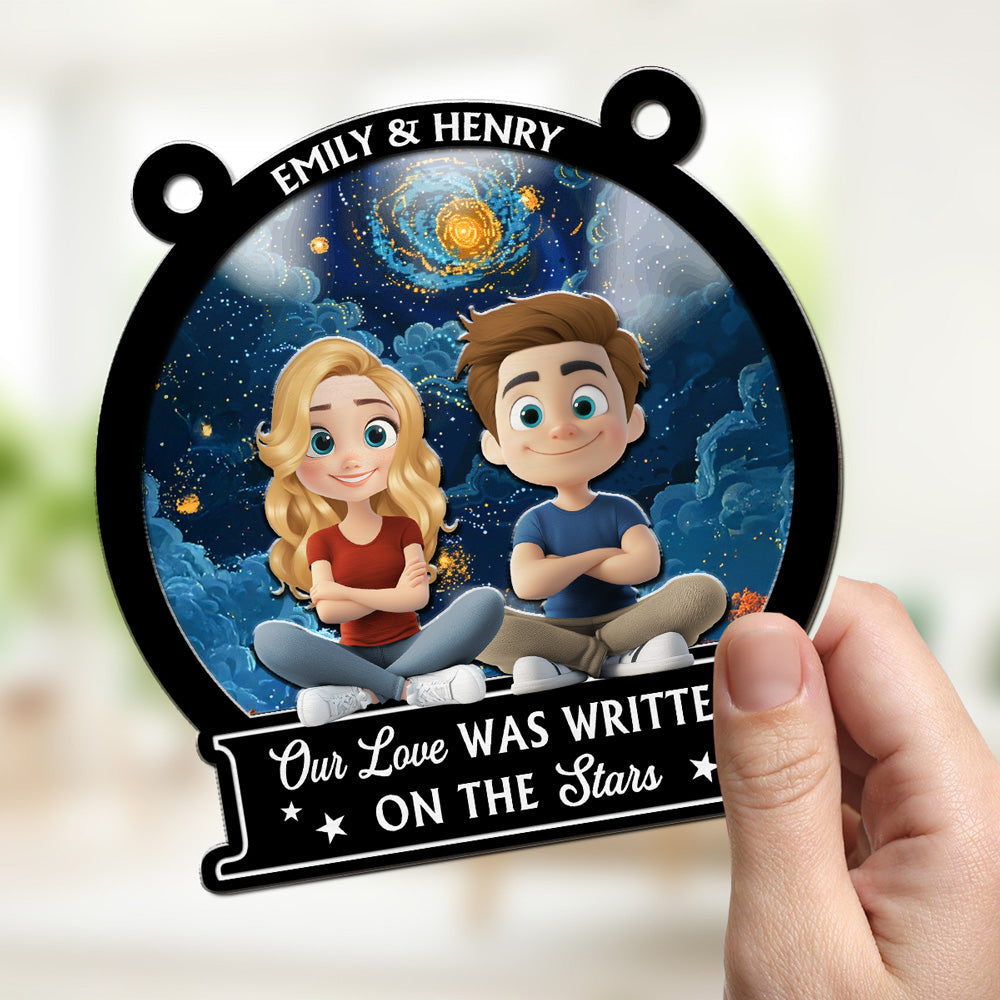Our Love Is Written On Star - Personalized Custom Suncatcher