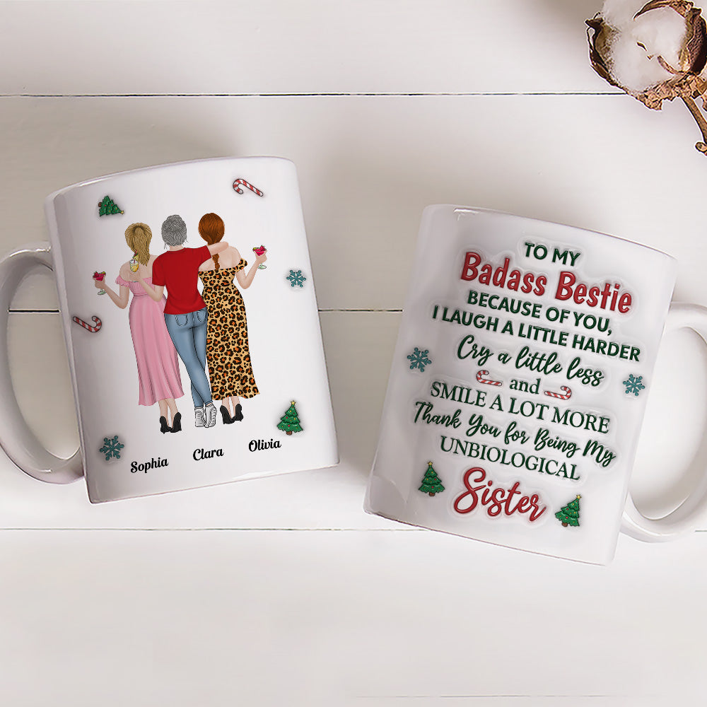 Because Of You I Laugh A Little Harder Christmas - Personalized Custom 3D Inflated Effect Mug