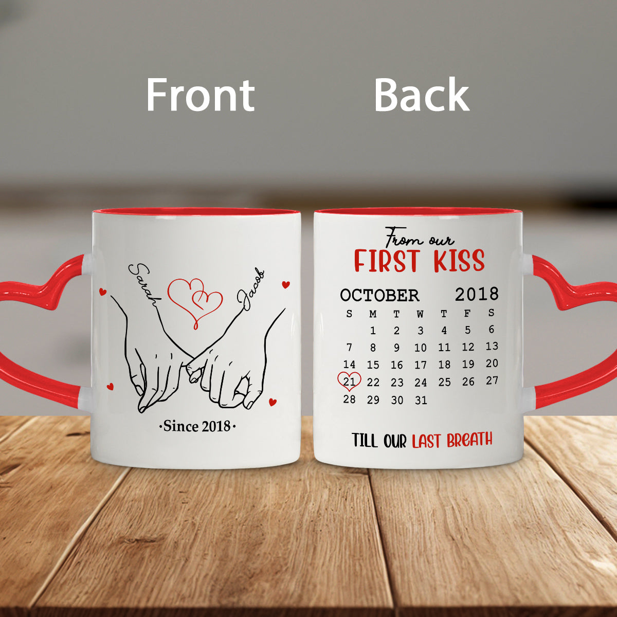 I Met You - Personalized Custom Heart Handle Mug