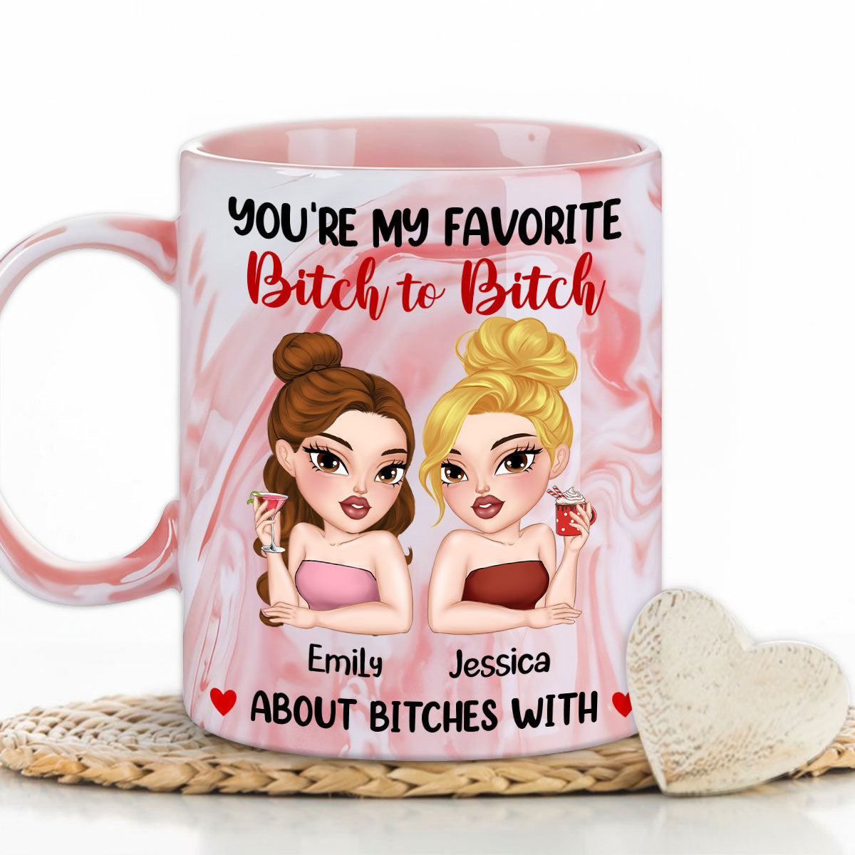 You Are My Go To Gossip Queen- Personalized Custom Pink Marble Mug